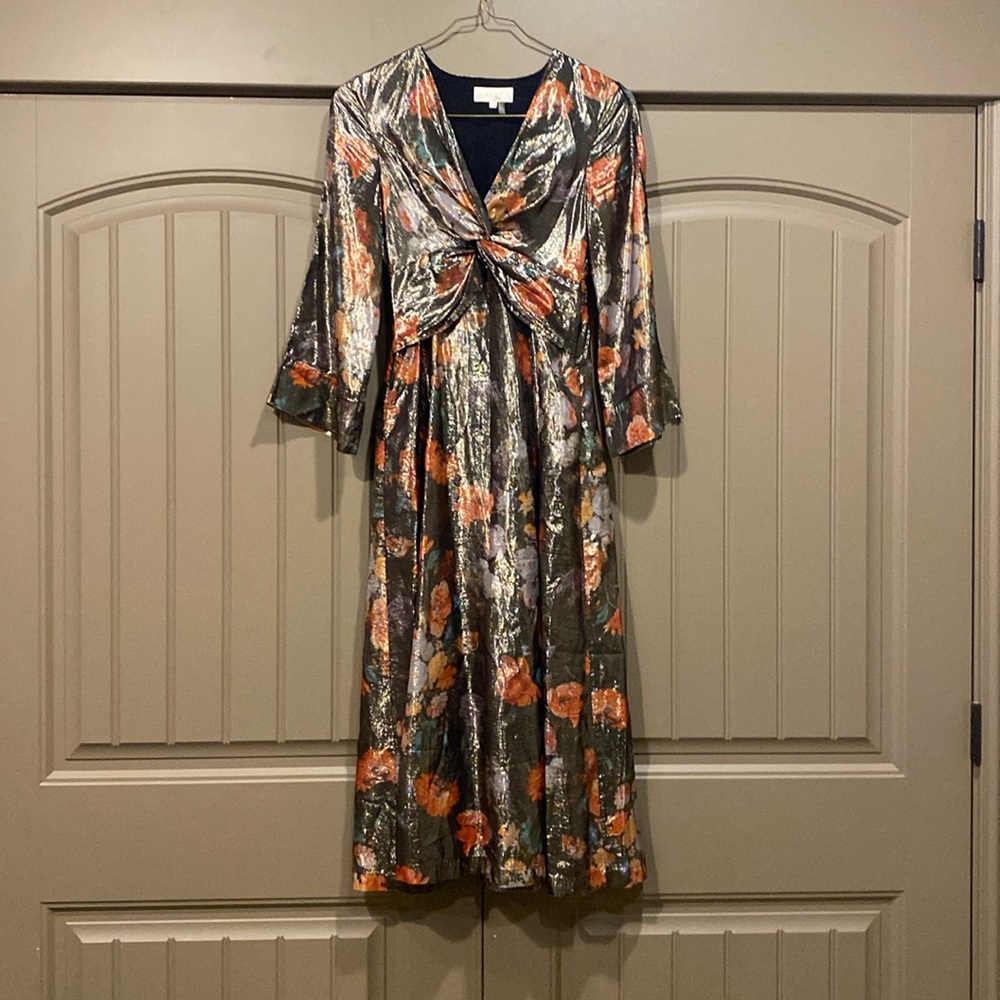 XSP Anthropologie Caballero deep v-neck maxi dress